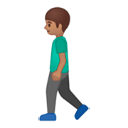 🚶🏽‍♂️ Emoji Hombre Caminando: Tono De Piel Medio en Google Android 9.0.