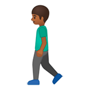 🚶🏾‍♂️ Emoji Hombre Caminando: Tono De Piel Oscuro Medio en Google Android 9.0.