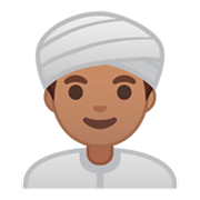👳🏽‍♂️ Emoji Homem Com Turbante: Pele Morena na Google Android 9.0.