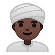 👳🏿‍♂️ Emoji Hombre Con Turbante: Tono De Piel Oscuro en Google Android 9.0.