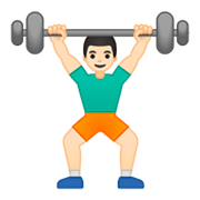 🏋🏻‍♂️ Emoji Homem Levantando Peso: Pele Clara na Google Android 9.0.