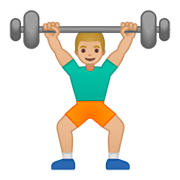 🏋🏼‍♂️ Emoji Hombre Levantando Pesas: Tono De Piel Claro Medio en Google Android 9.0.