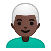 Émoji 👨🏿‍🦳 Homme : Peau Foncée Et Cheveux Blancs sur Google Android 9.0.