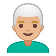 👨🏼‍🦳 Emoji Homem: Pele Morena Clara E Cabelo Branco na Google Android 9.0.
