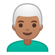 Emoji 👨🏽‍🦳 Uomo: Carnagione Olivastra E Capelli Bianchi su Google Android 9.0.