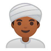 👳🏾 Emoji Pessoa Com Turbante: Pele Morena Escura na Google Android 9.0.