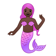 🧜🏿‍♀️ Emoji Sirena: Tono De Piel Oscuro en Google Android 9.0.