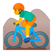 Emoji 🚵 Ciclista Di Mountain Bike su Google Android 9.0.