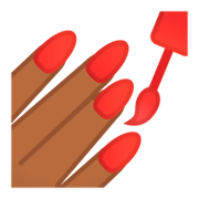 💅🏾 Emoji Esmalte De Unha: Pele Morena Escura na Google Android 9.0.