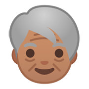 Émoji 🧓🏽 Personne âgée : Peau Légèrement Mate sur Google Android 9.0.