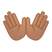 Emoji 👐🏽 Mani Aperte: Carnagione Olivastra su Google Android 9.0.