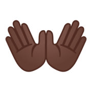 👐🏿 Emoji Mãos Abertas: Pele Escura na Google Android 9.0.