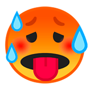 🥵 Emoji Rosto Fervendo De Calor na Google Android 9.0.