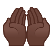 Emoji 🤲🏿 Mani Unite In Alto: Carnagione Scura su Google Android 9.0.