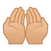 Emoji 🤲🏼 Mani Unite In Alto: Carnagione Abbastanza Chiara su Google Android 9.0.