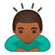🙇🏾 Emoji sich verbeugende Person: mitteldunkle Hautfarbe Google Android 9.0.