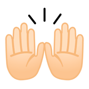 🙌🏻 Emoji zwei erhobene Handflächen: helle Hautfarbe Google Android 9.0.