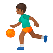 ⛹🏾 Emoji Person mit Ball: mitteldunkle Hautfarbe Google Android 9.0.
