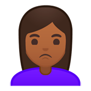 🙎🏾 Emoji schmollende Person: mitteldunkle Hautfarbe Google Android 9.0.