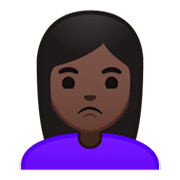🙎🏿 Emoji schmollende Person: dunkle Hautfarbe Google Android 9.0.