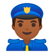 👮🏾 Emoji Agente De Policía: Tono De Piel Oscuro Medio en Google Android 9.0.