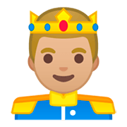Émoji 🤴🏼 Prince : Peau Moyennement Claire sur Google Android 9.0.