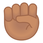✊🏽 Emoji Puño En Alto: Tono De Piel Medio en Google Android 9.0.