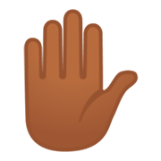 ✋🏾 Emoji Mão Levantada: Pele Morena Escura na Google Android 9.0.