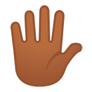 🖐🏾 Emoji Mão Aberta Com Os Dedos Separados: Pele Morena Escura na Google Android 9.0.
