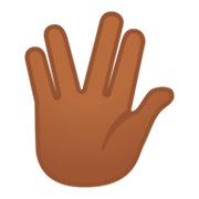 🖖🏾 Emoji vulkanischer Gruß: mitteldunkle Hautfarbe Google Android 9.0.