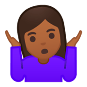 🤷🏾 Emoji schulterzuckende Person: mitteldunkle Hautfarbe Google Android 9.0.