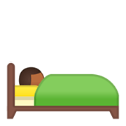 Emoji 🛌🏾 Persona A Letto: Carnagione Abbastanza Scura su Google Android 9.0.