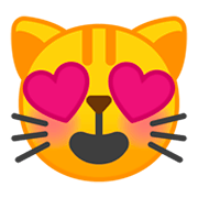 😻 Emoji Gato Sonriendo Con Ojos De Corazón en Google Android 9.0.