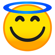 Emoji 😇 Faccina Con Sorriso E Aureola su Google Android 9.0.