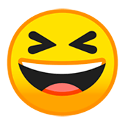 Emoji 😆 Sorriso A Bocca Aperta Con Occhi Chiusi su Google Android 9.0.