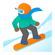 🏂🏾 Emoji Snowboarder(in): mitteldunkle Hautfarbe Google Android 9.0.