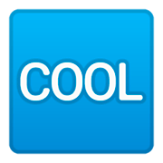 🆒 Emoji Wort „Cool“ in blauem Quadrat Google Android 9.0.