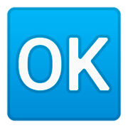 🆗 Emoji Großbuchstaben OK in blauem Quadrat Google Android 9.0.