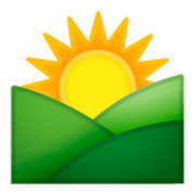 🌄 Emoji Sonnenaufgang über Bergen Google Android 9.0.