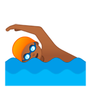 🏊🏾 Emoji Pessoa Nadando: Pele Morena Escura na Google Android 9.0.
