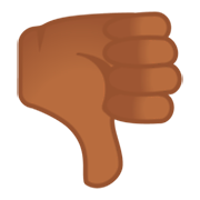 👎🏾 Emoji Polegar Para Baixo: Pele Morena Escura na Google Android 9.0.