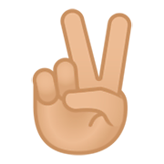✌🏼 Emoji Victory-Geste: mittelhelle Hautfarbe Google Android 9.0.