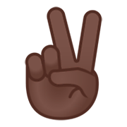 ✌🏿 Emoji Mano Con Señal De Victoria: Tono De Piel Oscuro en Google Android 9.0.