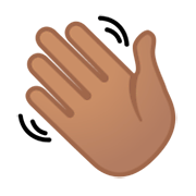 👋🏽 Emoji winkende Hand: mittlere Hautfarbe Google Android 9.0.