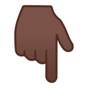 👇🏿 Emoji nach unten weisender Zeigefinger: dunkle Hautfarbe Google Android 9.0.