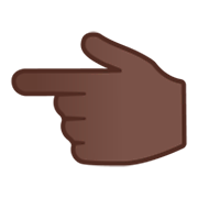 👈🏿 Emoji Dorso Da Mão Com Dedo Indicador Apontando Para A Esquerda: Pele Escura na Google Android 9.0.