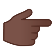 👉🏿 Emoji Dorso Da Mão Com Dedo Indicador Apontando Para A Direita: Pele Escura na Google Android 9.0.