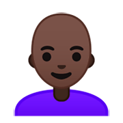 👩🏿‍🦲 Emoji Frau: dunkle Hautfarbe, Glatze Google Android 9.0.