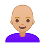 👩🏼‍🦲 Emoji Mujer: Tono De Piel Claro Medio Y Sin Pelo en Google Android 9.0.