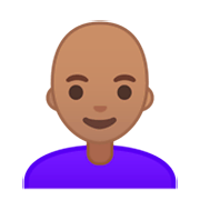 👩🏽‍🦲 Emoji Mujer: Tono De Piel Medio Y Sin Pelo en Google Android 9.0.